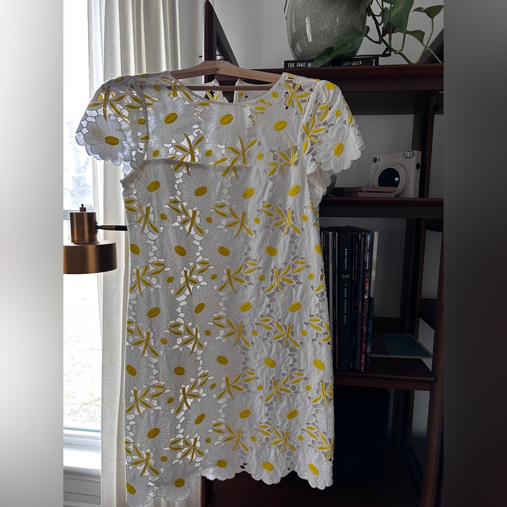 Floral Lace Dress in White and Yellow